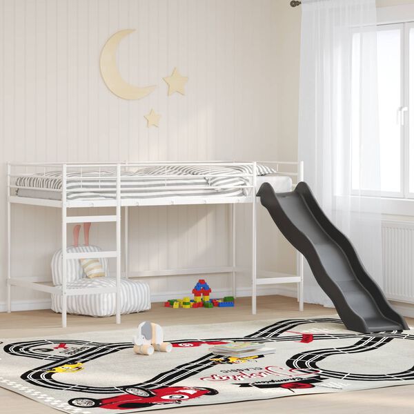 vidaXL Letto loft per bambini con scivolo Bianco e Antracite