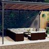 vidaXL Set Divani da Giardino 14 pz con Cuscini in Polyrattan Marrone