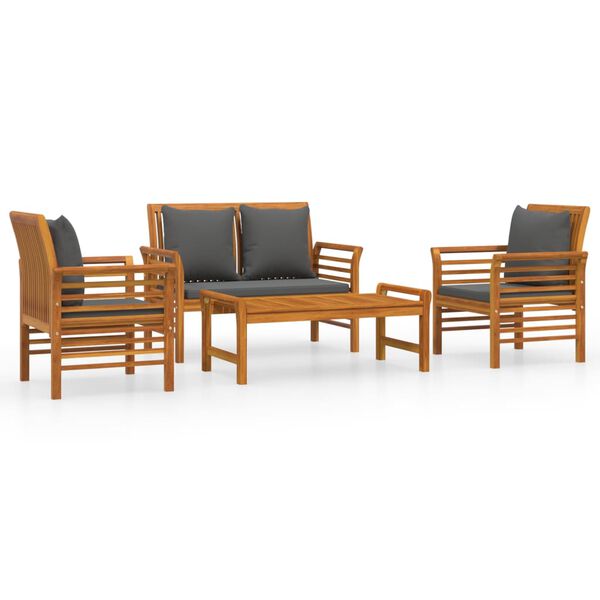 vidaXL Set Salotto da Giardino 4pz con Cuscini Legno Massello Acacia