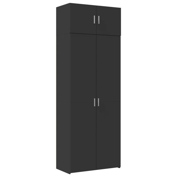 vidaXL Mobile Portaoggetti Nero 80x42,5x225 cm in Truciolato