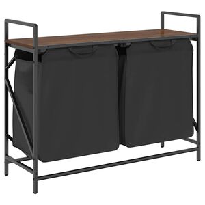 vidaXL Cesto della Biancheria 2 Scomparti con Ripiano Rovere Marrone