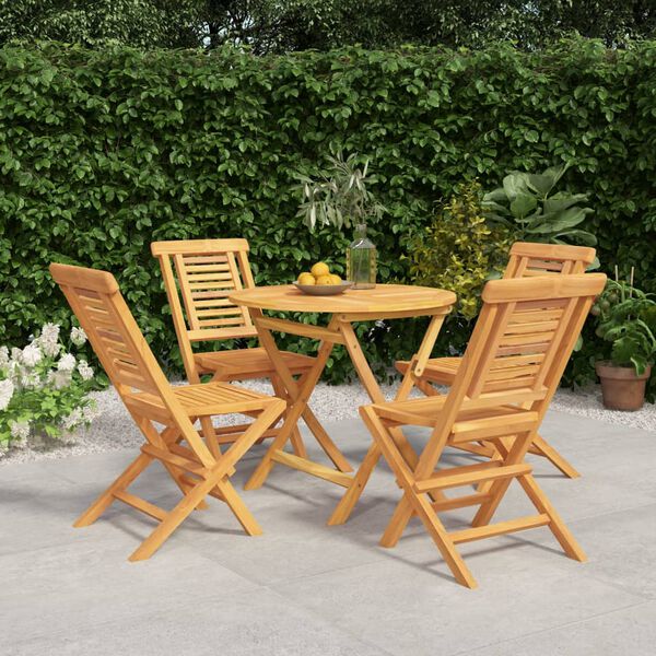 vidaXL Set da Pranzo per Giardino 5 pz in Legno Massello di Teak
