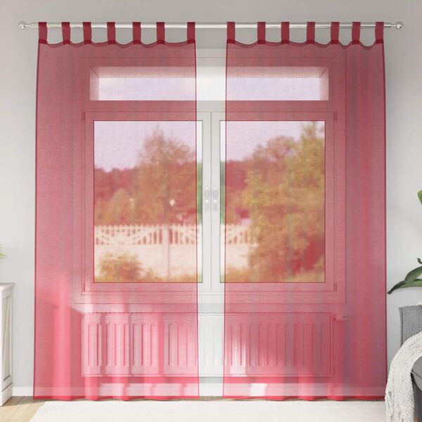 vidaXL Tende in Voile con Passanti 2 pz Rosso Vino 140x225 cm