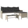 vidaXL Divano Giardino Tavolo e Cuscini a L Grigio Chiaro Polyrattan