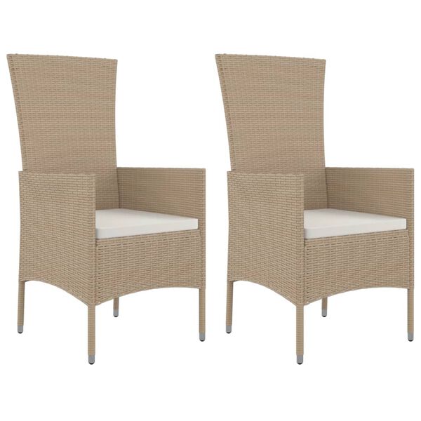 vidaXL Set da Pranzo da Giardino 3 pz con Cuscini Beige in Polyrattan