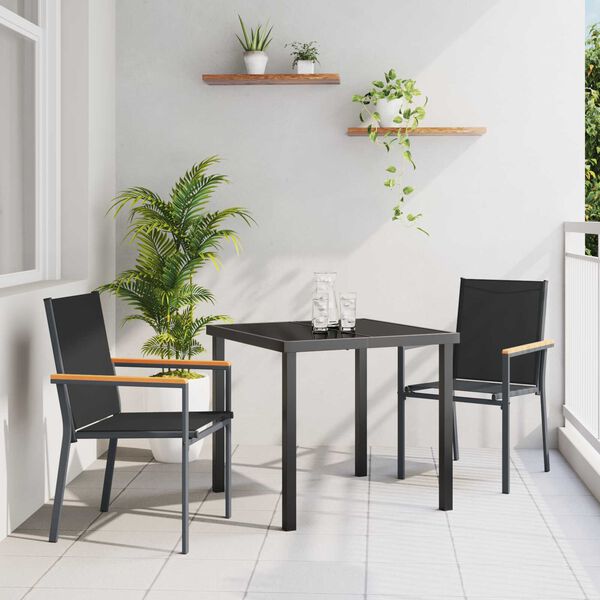 vidaXL Set da Pranzo per Giardino 3 pcs Nero