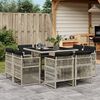 vidaXL Set Pranzo da Giardino 9pz con Cuscini Grigio Chiaro Polyrattan
