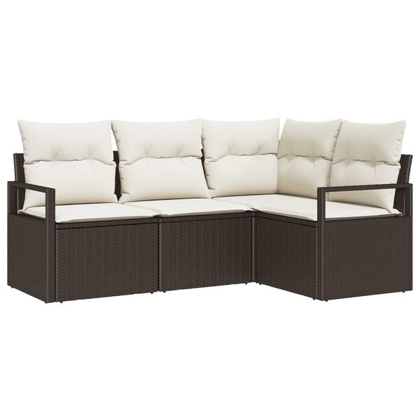 vidaXL Set di divani 4 pcs Marrone polyrattan
