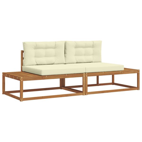 vidaXL Set di divani da esterno con cuscino 2 Pezzo Naturale e Crema