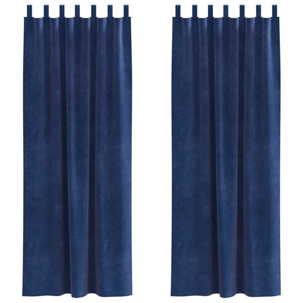 vidaXL Tende con tende 2 pcs Blu scuro 140 x 225 cm Velluto