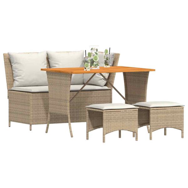 vidaXL Set da Pranzo da Giardino 4 pz con Cuscini Beige in Polyrattan