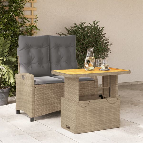 vidaXL Set da Pranzo da Giardino 2 pz con Cuscini Beige in Polyrattan