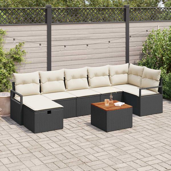 vidaXL Set Divano da Giardino con cuscino 8 pcs Nero Poly Rattan