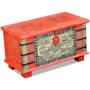 vidaXL Baule Rosso in Legno di Mango 80x40x45 cm