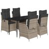vidaXL Set da Pranzo da Giardino 5 pz con Cuscini in Polyrattan Grigio