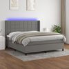vidaXL Letto a Molle Materasso e LED Grigio Scuro 160x200cm in Tessuto