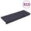 vidaXL Tappetini per scale 15 pz 65x21x4 cm Grigio scuro e blu con bordo rettangolare