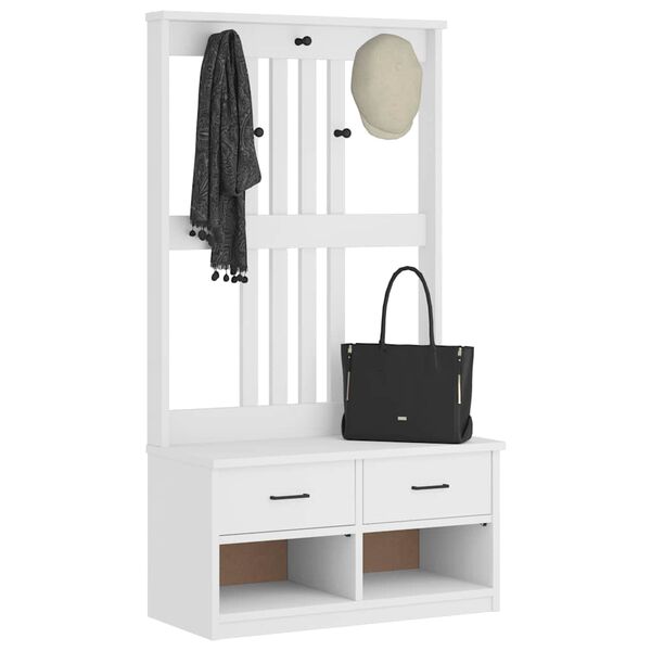 vidaXL Albero da Ingresso SANDNES Bianco 87x40x159,5 cm Legno di Pino