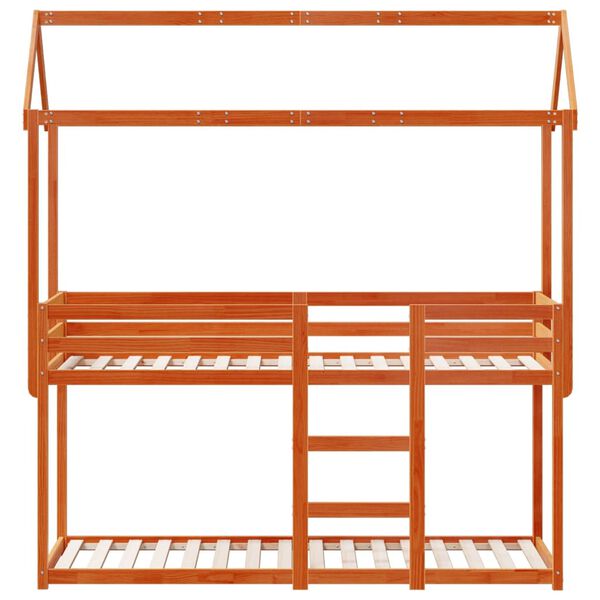 vidaXL Letto a Castello con Tetto Cera 80x200 cm Legno Massello Pino