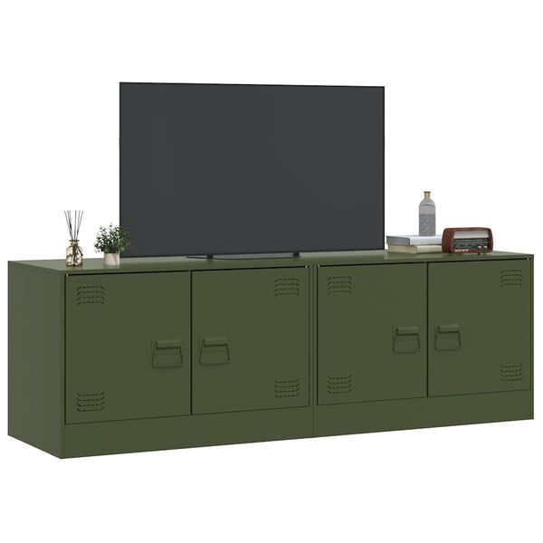 vidaXL Mobili TV 2 pz Verde Oliva 67x39x44 cm in Acciaio