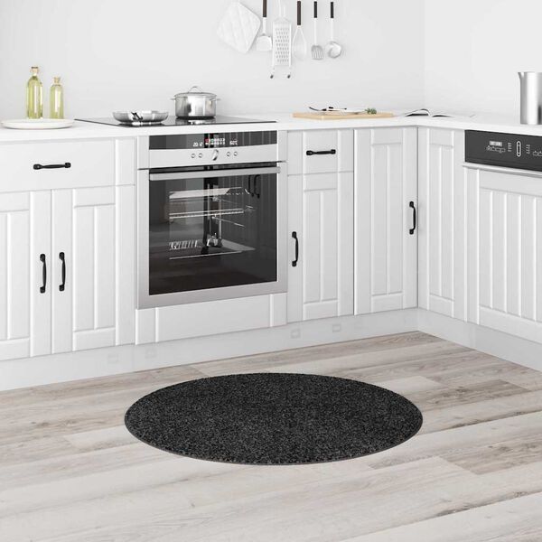 vidaXL Tappeto Shaggy Antiscivolo Grigio scuro 90 x 90 cm PP