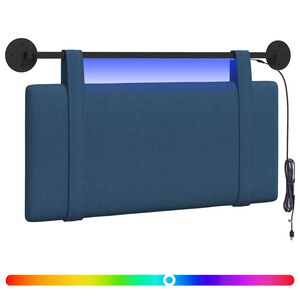 vidaXL Testiera sospesa Con luce LED Blu Tessuto
