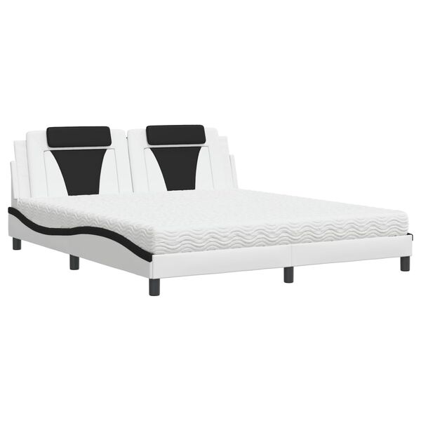 vidaXL Letto Viana con Materasso Bianco e Nero 180x200cm Similpelle