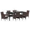 vidaXL Set da Pranzo per Giardino con cuscino 7 pcs Marrone polyrattan