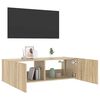 vidaXL Mobile TV a Parete con Luci LED Rovere Sonoma 100x35x31 cm