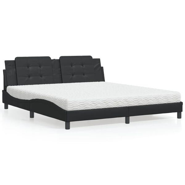 vidaXL Letto con Materasso Zadar Nero 180x200 cm in Similpelle