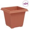 vidaXL Vaso quadrato per fiori 24 pz Rosso Mattone 16 x 16 x 14 cm