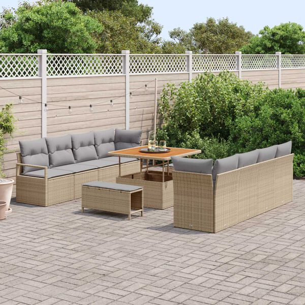 vidaXL Set Divano da Giardino Beige e Grigio Chiaro 100 x 100 x 71 cm