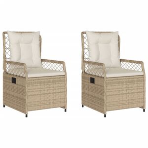 vidaXL Sedie da Giardino Reclinabili 2 pz Beige Polyrattan