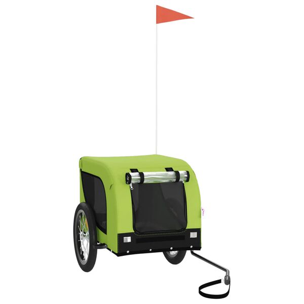 vidaXL Rimorchio da Bici per Animali Verde e Nero Oxford e Ferro
