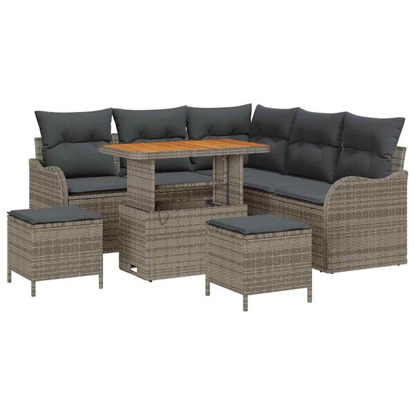vidaXL Set Divano da Giardino 8 pcs Grigio polyrattan