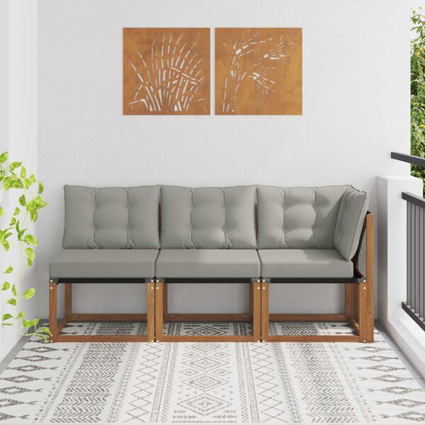 vidaXL Divano modulare da esterno e angolare 3 Pezzo Naturale