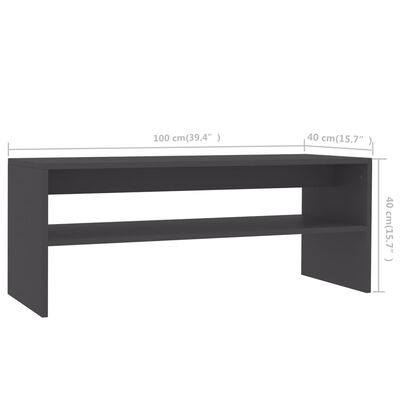vidaXL Tavolino da Salotto Grigio 100x40x40 cm in Legno Multistrato