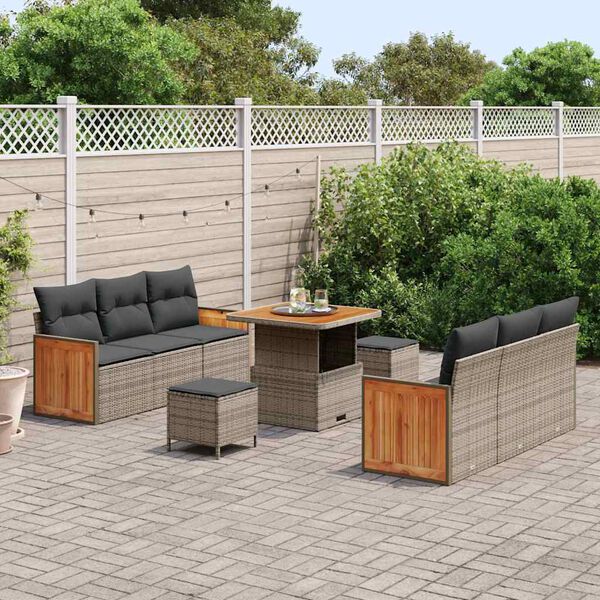 vidaXL Set Divano da Giardino con cuscino 11 pcs Grigio polyrattan