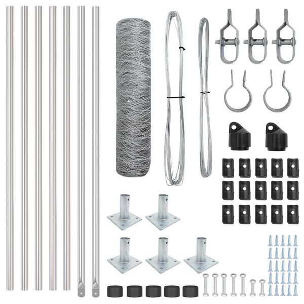 vidaXL Palo della recinzione Argento 10 x 0,4 m (rete da 50 mm)