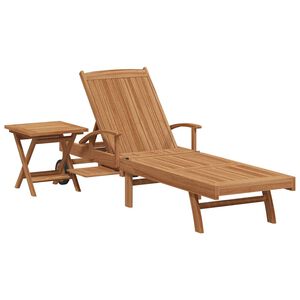 vidaXL Lettino prendisole 1-persona 2 pcs Marrone Legno di teak solido