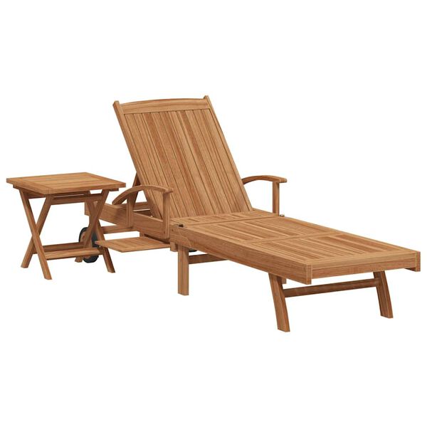 vidaXL Lettino prendisole 1-persona 2 pcs Marrone Legno di teak solido