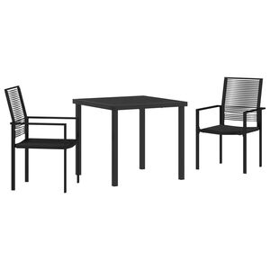 vidaXL Set da Pranzo per Giardino 3 pcs Nero