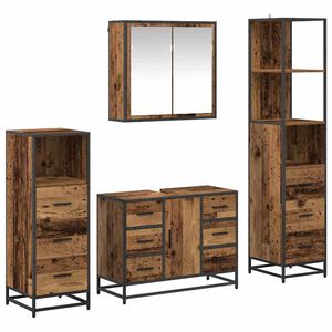 vidaXL Set di mobili per il bagno con cassetto 4 pcs Legno vecchio