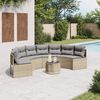 vidaXL Divano Giardino Tavolo e Cuscini Semicircolare Beige Polyrattan