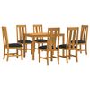vidaXL Set da pranzo 7 pz Nero Legno di Quercia Massello