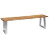 vidaXL Panca 160 cm in Legno Massello d'Acacia e Acciaio Inox