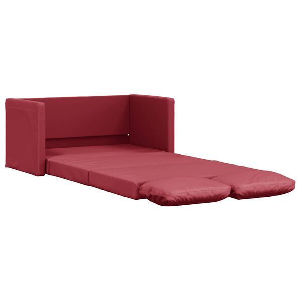 vidaXL Divano Letto da Terra 2 in 1 Rosso Vino 112x174x55cm Similpelle
