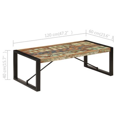 vidaXL Tavolino da Caffè in Legno Massello Recuperato 120x60x40 cm