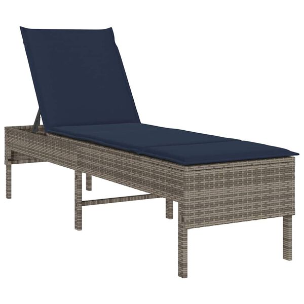vidaXL Lettino Prendisole con Cuscino Grigio 55x200x44cm in Polyrattan