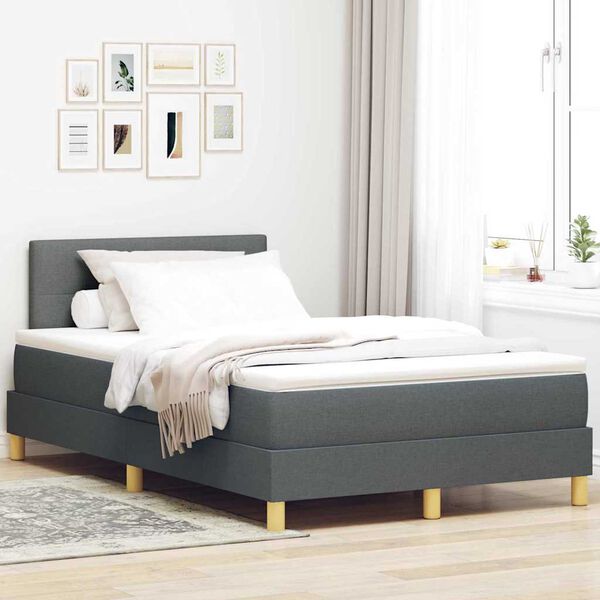 vidaXL Letto a molle con materasso Grigio scuro 120 x 190 cm Tessuto